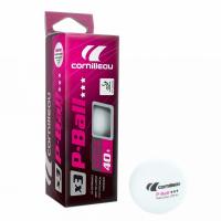 Шарики для н/тенниса Cornilleau P-Ball***, 40+мм, 3шт, бел.